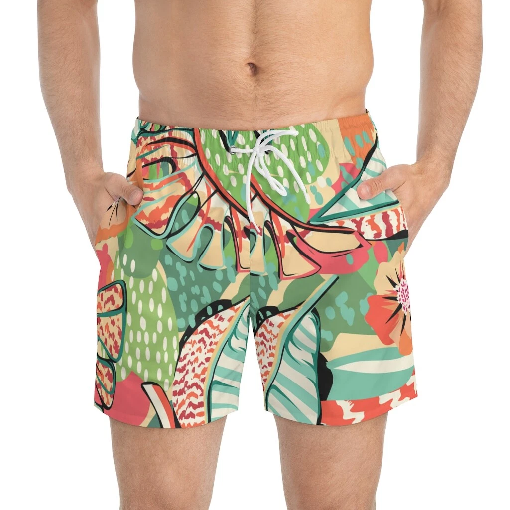 Retro mens swim trunks 2025