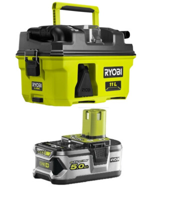 Ryobi ONE+ 18V Akku Trockensauger Sauger RV1811-0 mit1x5,0Ah Akku ohne Ladegerät
