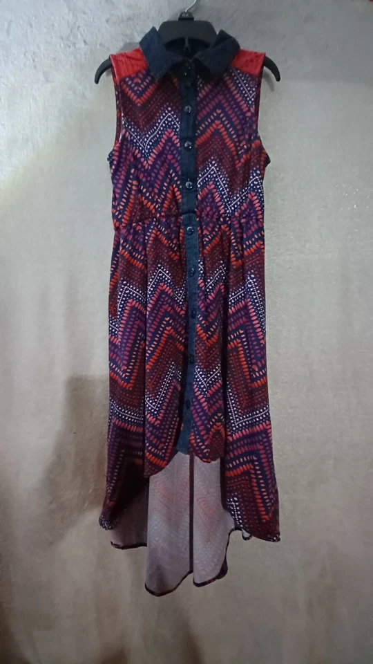 Vestido Emily West Niña Botón - Estampado Frontal Alto y Bajo Talla 8 Multicolor Foto 2 de 4