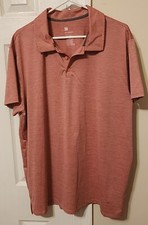 ALL IN MOTION Lightred  Gray Stripe Performance Jersey Polo Shirt 2XL XXL