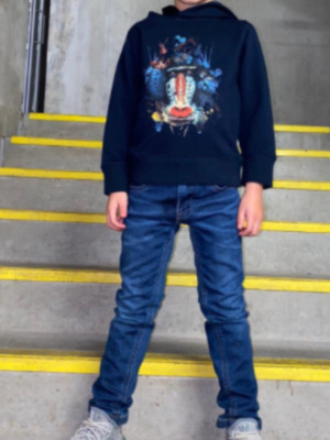 Vincentius marineblauer Mandrill Designer Hoodie für Kinder Alter 2-12 Jahre neu mit Etikett