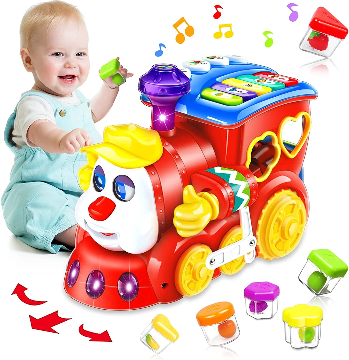 Jouet Enfant 1 an Garcon Fille Train Rouge Bebe 6 9 12 18 Mois Avec  Musique/Lumi