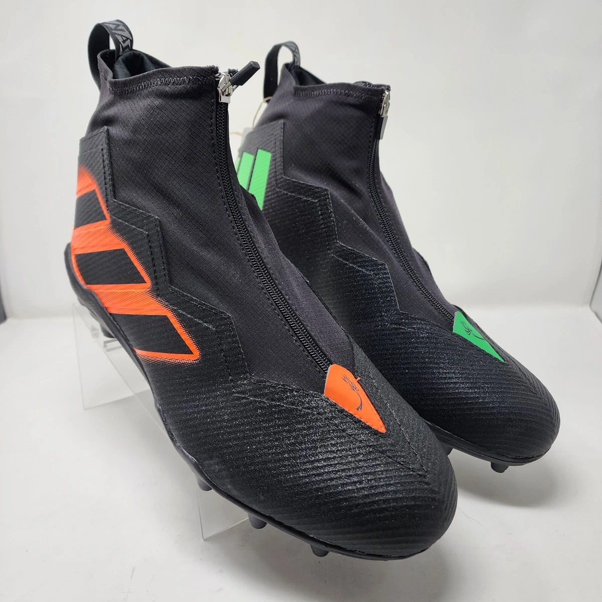 Adidas Football Cleats Mens 15 Black Green Orange Nasty Ultra 3 Stripes Logo Zip
