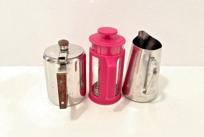 French Press Kaffeemaschine + Milchaufschäumkanne + Kaffee Teekanne (3er Set)