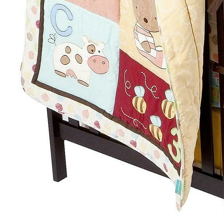 Juego de cama de cuna para niños Kidsline Tiddliwinks ABC 123 3 piezas animal vaca oso pez abeja Foto 3 de 4