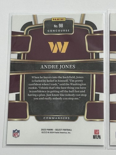 Washington Commanders 2023-24 Select Rookie RC Lot of 2 Rodriguez Jr Andre Jones - Afbeelding 14 van 15