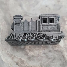 Torino Pewter Train Trinket Box with brooch/pin, earrings, necklace 1980s Boxed