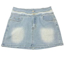 Romwe Womens Blue Denim Mini Skirt Size Medium 