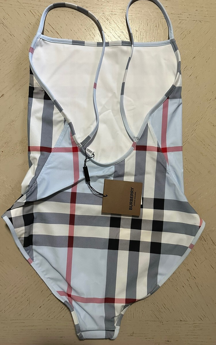 NWT $510 Burberry Women Delia Check One-Piece Swimsuit PALE