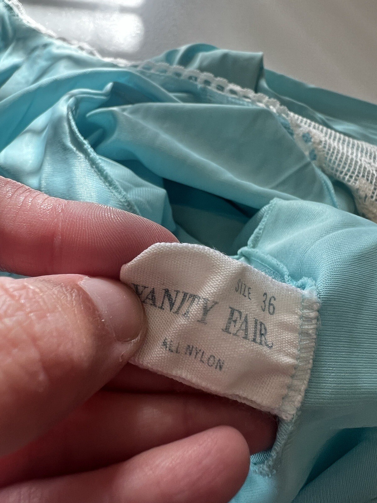 VANITY FAIR Women’s Size 36 Pajama Gown Vintage Nightie Short Sleeve Teal