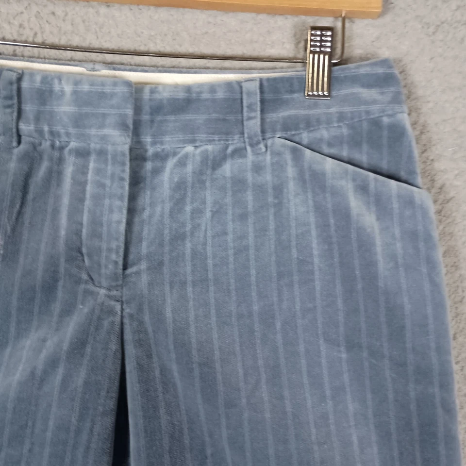 Pantalones Express Design Studio Editor Mujer 4 Azul Rayas Terciopelo Pierna Ancha Rectos Foto 3 de 4