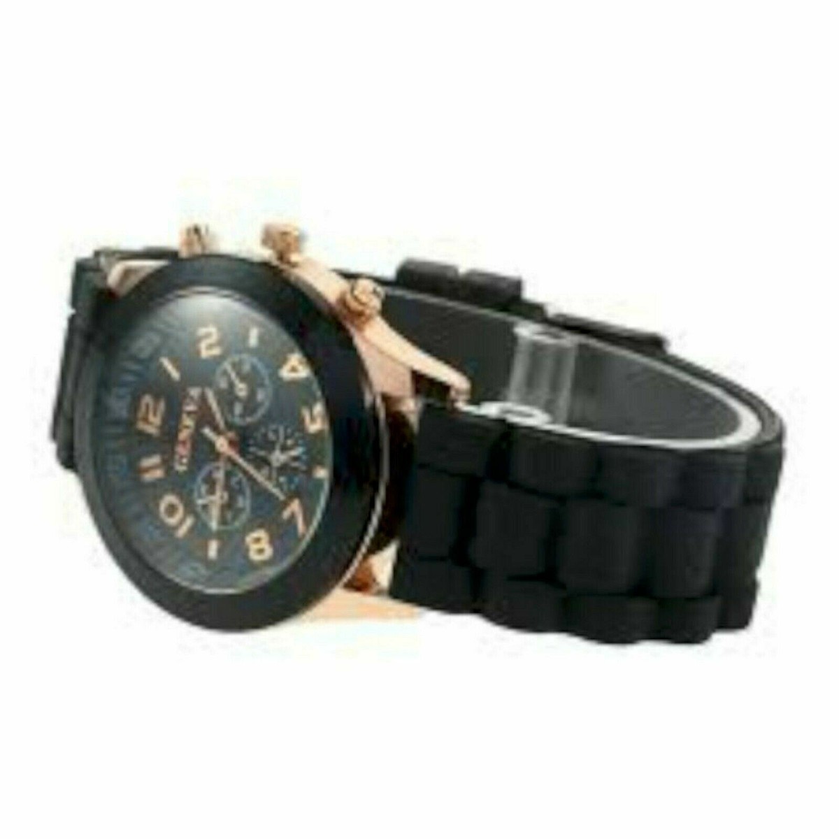 NEW Geneva 6839J Womens Two-Tone Boyfriend Black & Rose Gold Dial
