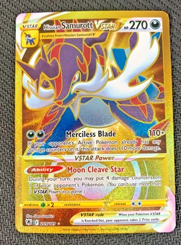 Pokémon TCG Hisuian Samurott VSTAR Astral Radiance Gold Great Condition!