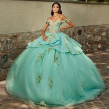 Princess Quinceanera Dresses Ball Gown 3D Lace Applique Corset Sweet 16 Dress