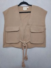 Maeve By Anthropologie Sweater Vest Beige Tan Cropped Rope Tassel Boxy One Size