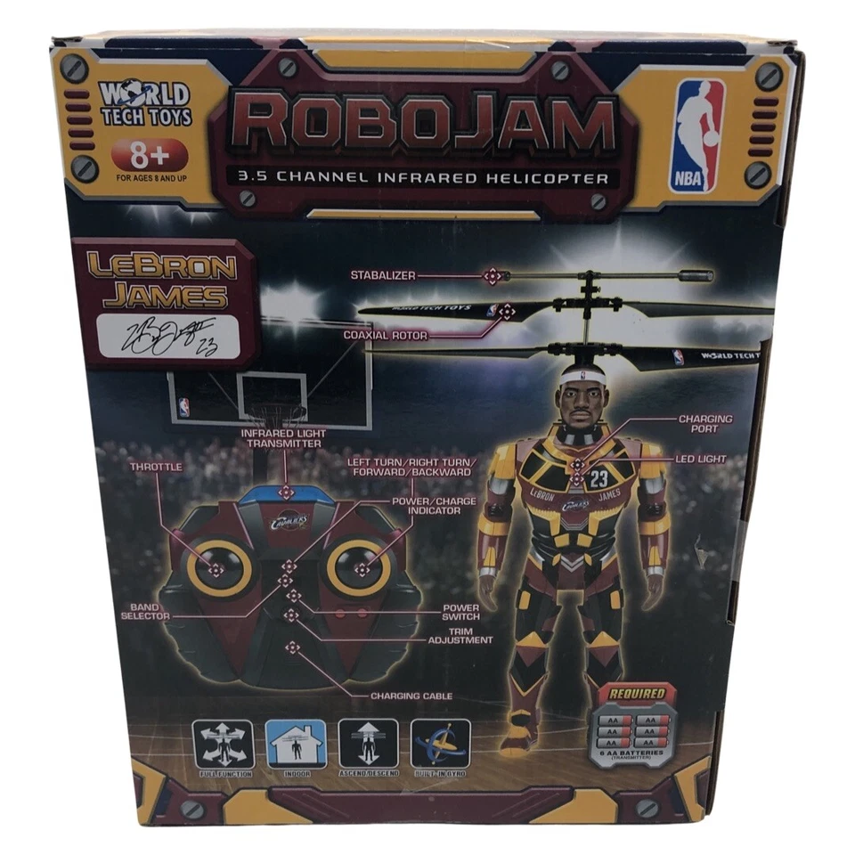 LEBRON JAMES NBA Cavaliers RoboJam Infrared Helicopter World Tech Toy  NEW - Image 3 of 4