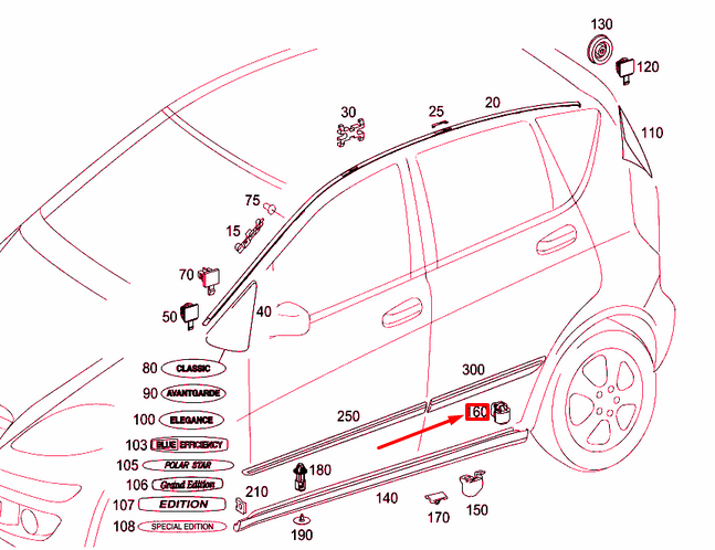 MERCEDES-BENZ A W169 Befestigungsdeckel Klemme A0009914271