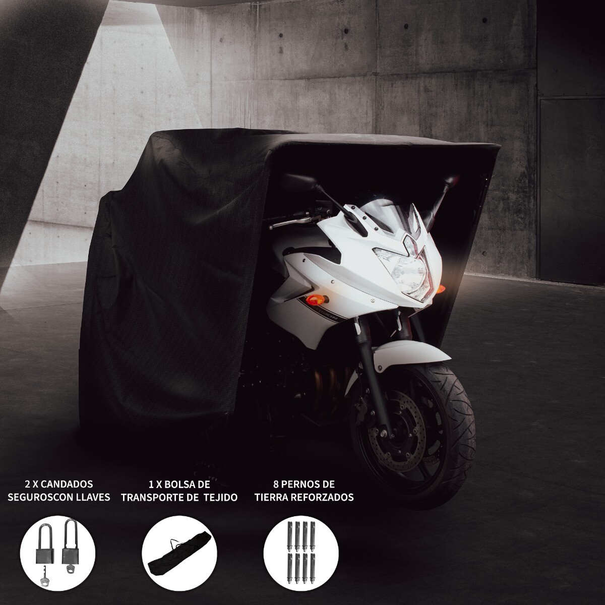 Tienda de Campaña Grande para Motocicleta Almacenamiento Moto Scooter Escúter