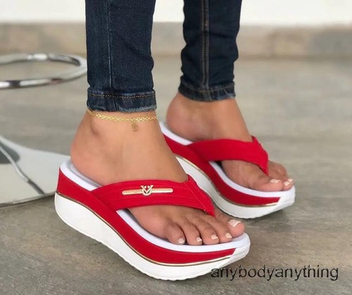 Sandals Women Summer Flip Flops Outdoor Casual Platform Wedges Beach Slippers - Picture 23 of 26