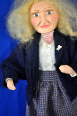 CREEPY VTG HAND MADE WOOD DOLL 18'' Good Witch?  Old Movie Actress? STEAM PUNK