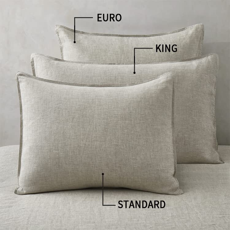 100 Linen Pillowcases Set of 2, King Size 20'' x 36'' Pillow Case