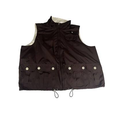 Lauren Ralph Lauren Men's Vest Top Brown Sleeveless Full Zip Mock Neck  Pockets