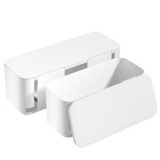 Cable Management Box Set Large Medium Cord Organizer White 2 Pack Child Pet Frie