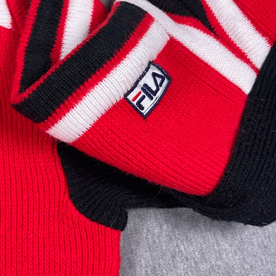 VTG FILA Sweater Mens 42 Wool Red Striped Ski Retro Made in Italy 70s 80s - Image 4 of 4