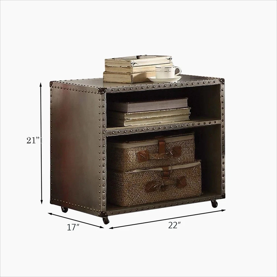 Mesita de noche rectangular Annessia en aluminio con base eléctrica y ruedas Foto 4 de 4