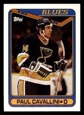  57 Paul Cavallini 14 Blues 1990 Topps Sports Trading Card Hockey TC