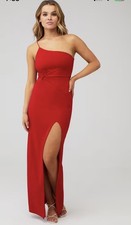 Amanda Uprichard Avon Maxi Red Full Length Dress Gown One Shoulder Holiday Party