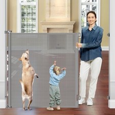 Extra Tall Retractable Mesh Gate for Kids  Pets - Prevent Jumping Over