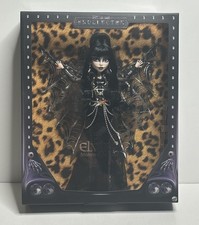 Doll, Elvira, Mistress of The Dark Collectible in Black Faux Leather Dress wi...