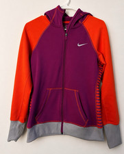 Nike Therma-FIT Women's M Purple Orange Gray Colorblock Fleece Full Zip Hoodie