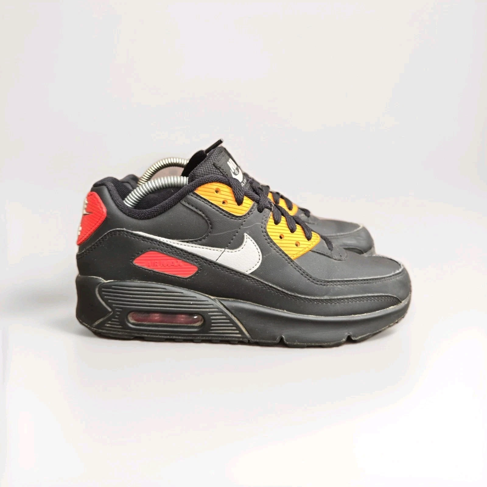 Nike Air Max 90 (GS) Trainer Nero Rosso Arancione Grigio CV9639 001 UK 6