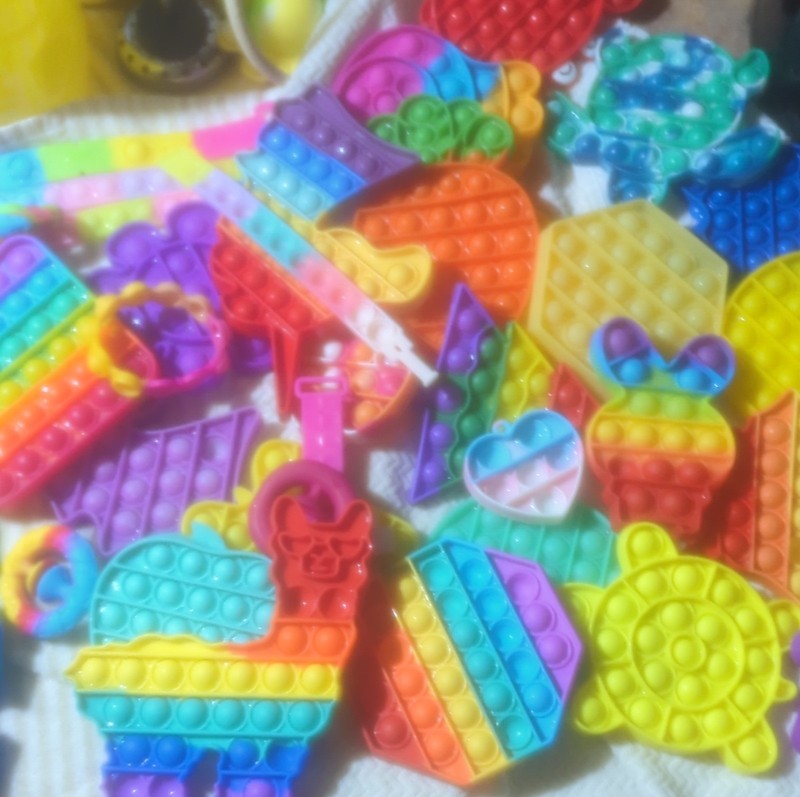 Lot of Rainbow Pop It Fidget Tactile Sensory Toys Assorted Shapes