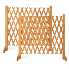 35" Tall Expandable Accordion Dog Gate Wood Pet Fence Safety Protection Doorway