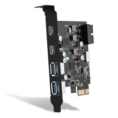 6-Ports USB PCIe Card PCI 2 USB 3.0-C,2 USB A,1 Type E,1 19 Pin Connector