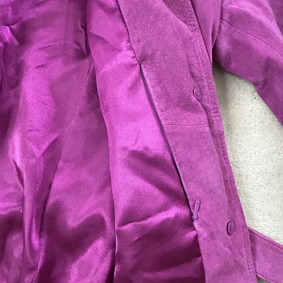 Vintage Y2K Terry Lewis Purple Suede Leather Trench Coat Women’s XS Belted - Image 4 of 4