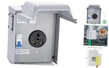 30 Amp Temporary RV Power Outlet with Breaker,  Outdoor Breaker Box with 30A