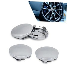 4 PCS Car Wheel Center Caps, 60MM/2.36In OD 56MM/2.2In ID, ABS Snap-in silver