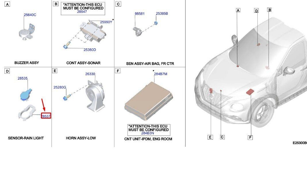 NISSAN JUKE F16 MK2 Rain Sensor Bracket 285375FA0A NEW GENUINE | eBay