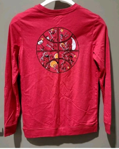 T-shirt rossa Cat & Jack ragazzo piccolo 6/7 robot basket stampa fronte/retro manica lunga - Foto 2 di 2