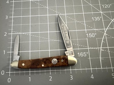 Vintage BOKER TREE BRAND 240 Burlwood Handle Pen Knife 3 1/8'' Closed German Made