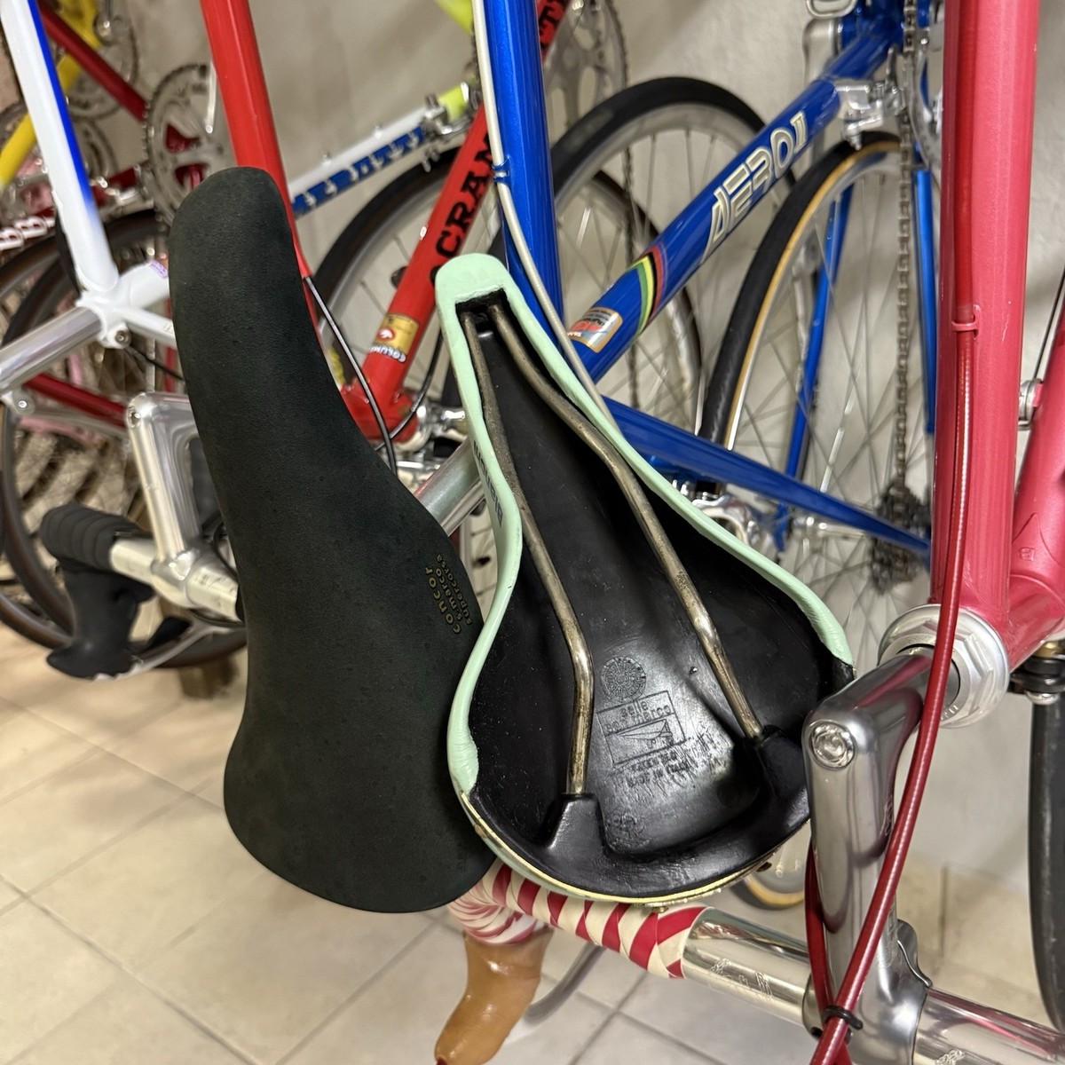 VINTAGE SELLE SAN MARCO ROLLS SADDLE - BIANCHI CELESTE LEATHER