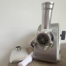 Electric Silver Metal Meat Grinder Mincer with Food Tray & Pusher, 1 Setting