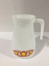 Vtg Schott Mainz Jena  Milk Glass Floral Carafe/Jug/ Pot 1970s Germany 6 1/2" T