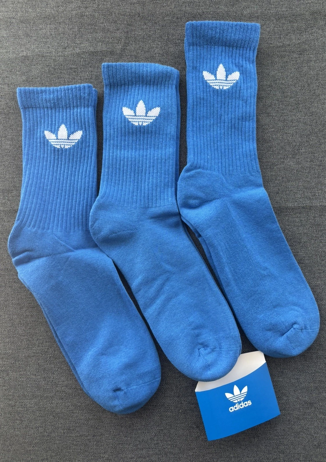 Adidas originals cushioned Cotton Crew Socks Large 7-11 Uk men woman Blue gift