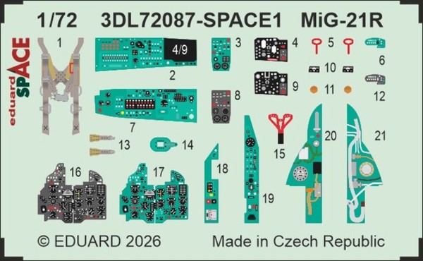 Eduard Accessories 3DL72087 - 1:72 Mig-21R Space For Eduard - Neu-image