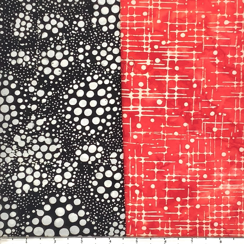 12 cuartos de grasa negro, rojo y blanco uno #1 tela Batik Lunn paquete de preguntas frecuentes 100 % algodón Foto 4 de 4